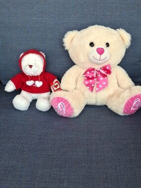 Valentine's Teddy Bears - Hallmark Love & Kiss Kiss, Ganz Valentine Hoodie Bear